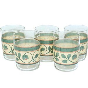 5 Pfaltzgraff French Quarter Juice Glasses 3.5" tumblers Libbey glass 6oz vines